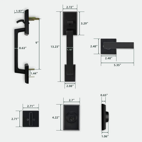 Heavy Duty Front Door Handle Set With Deadbolt And Reversible Lever Matte Black Exterior Lock Set Built To Last In Humidity