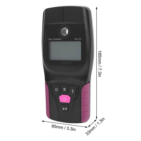 Jiawu Wall Scanner Precision Machined Electronic Stud Finder with LCD Display for Homeowners and Professionals 185 X 85 X 33mm front view with buttons and screen