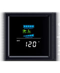 Display panel of PFC Sine Wave UPS Battery Backup and Surge Protector, 2000VA 1200W, showing battery capacity and input voltage.