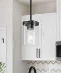 Lit Modern Clear Glass Pendant Lights 3 Pack Adjustable Hanging Lighting For Kitchen Island Hallway Porch Bedroom 60W Equivalent