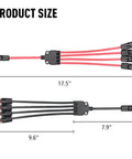 1 To 4 Solar Panel Branch Connectors Kit For Parallel Wiring, 30A IP67 Waterproof M To F And F To M Adapters, product size view