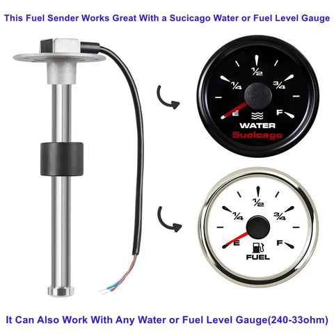 Direct Replacement Boat Fuel Tank Sending Unit 240-33 Ohms 10 Inch Diesel Fuel Gauge Water Sensor for Marine Boats