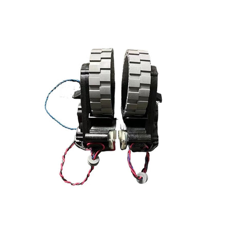 Front view of dual robot vacuum wheel assembly with drive motors and wiring for Ecovacs Deebot X1/T10/T20 series