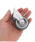 Premium Barn Door Floor Guide Roller Slider Kit With Ridiculously Slick Caster Wheels And Quick Fit Mounting Screws, gray roller in hand.