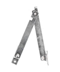 Stainless Steel Lid Support Hinges 2 Pack Folding Lift Up Stay unfolded on white background.