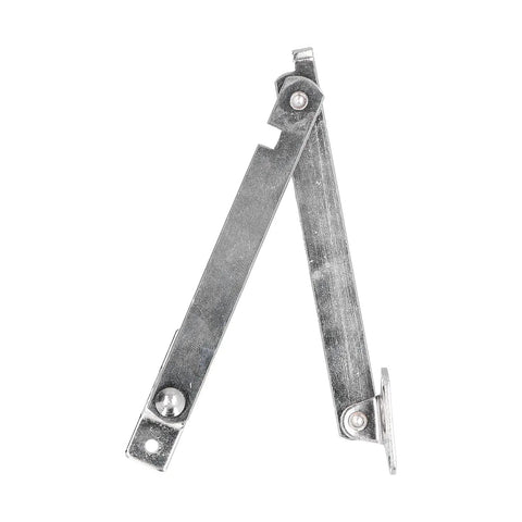 Stainless Steel Lid Support Hinges 2 Pack Folding Lift Up Stay unfolded on white background.