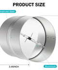 4 Inch Backdraft Damper For Ducting With Galvanized Steel Body And Aluminum Flaps One Way Airflow Blocker, side view dimensions