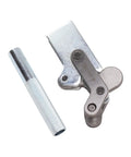 Beefy Heavy Duty Bench Clamp With Table Mount Locking System Delivers 1102Lb Clamping Force, handle and steel mount visible
