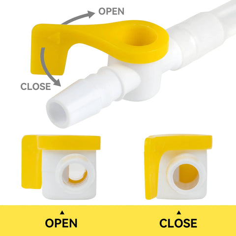 Ximter Comfort Flow catheter valves, 10-pack, yellow lever tap with white tubing connectors