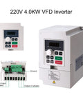 220V 4KW VFD inverter from Plug And Play 4KW 220V CNC Spindle Motor Kit with control panel and wiring connections visible