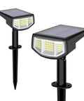 40 LED Solar Outdoor Spot Lights, Waterproof Landscape Lighting With 2 Modes, showing front view of 2-pack