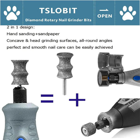 Diamond Dog Nail Grinder Bits Attachment One Eighth Inch Diamond Wheel For Rotary Tool Pet Nail Care diagram