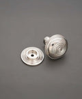 Solid Brass Beehive Cabinet Knob Set In Nickel Finish For Drawers And Cabinets Old Style Bloxwich Drawer Pulls Preston Large Size Screws Included Durable Vintage Hardware showing knob and base from top view
