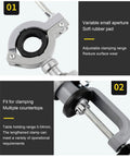 Close-up of 360 Degree Swivel Vise With Heavy Duty Aluminum Base showcasing adjustable clamp and rubber pad features.