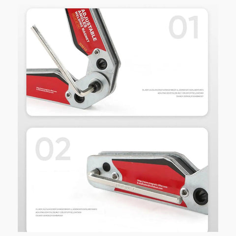 Lockdown Magnetic Welding Jig With Slip Proof Zero Play Adjustment From 20 To 200 Degrees Angle Positioner showing handy hex wrench.