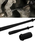 Air Powered Truck Anchor Pin Bushing Kit With Long And Short Driver Sets Two Piece Fits One Three Eighths Inch Anchor Bushings Eleven Point Five Inch Drive Pneumatic Bushing Driver For Easy Removal And Installation in use and parts displayed