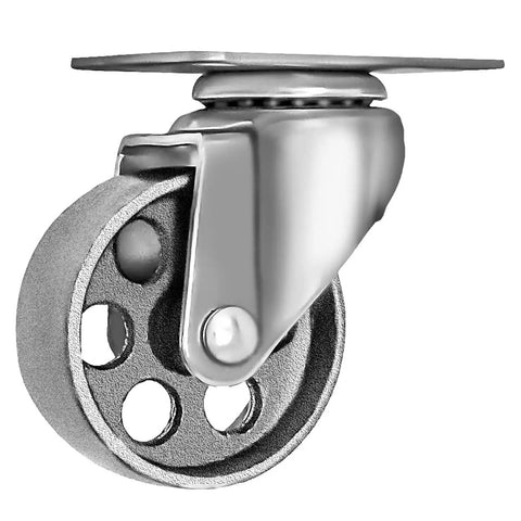 Kickass Heavy Duty Steel Swivel Casters 4 Pack 3.5 Inch Wheels 350 Lbs Locking Brakes smooth plate caster with wheel detail.