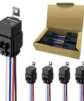 Heavy Duty 4 Pin 12V DC Automotive Relay 40 And 30 Amp Waterproof With Harness And 12 AWG Tinned Copper Wires Marine Grade Pack Of 5