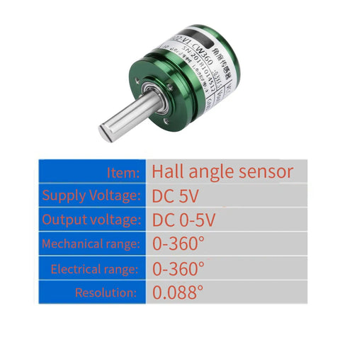 High Precision Hall Effect Angle Sensor With 0.088 Degree Resolution, 360 Degree Rotation, 0-5V Output, 12-Bit ADC, Low Power, Tough As Nails Build