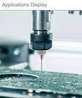 Close-up of Go To 1/8 Inch Shank Tungsten Carbide PCB Drill Bit Set For CNC Engraving And Drilling on PCB board