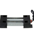 PTC ceramic air heater element with finned aluminum body and black plastic end caps, 220V
