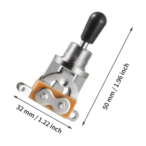 3 Way Toggle Switch For Gibson Les Paul Style Guitars, Replacement Switchcraft Style Selector with measurement dimensions