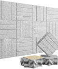 Premium Slick Self Adhesive Foam Panels 12 Pack Acoustic Wall Tiles for Soundproofing Home Theater, stacked and displayed.