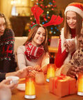Group of friends celebrating with Flameless LED Flame Lights With Remote Control And Timer Battery Powered Outdoor Waterproof Flame Lights
