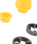 Topincn Electric Drill Pvc Threader Tap And Die Set For Plumbing, yellow PVC and metal fittings for secure pipe threading.
