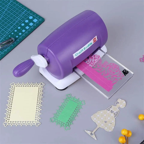 DIY Die Cutting And Embossing Machine For Crafting Scrapbooking Card Making And Papercrafts with paper die cuts displayed