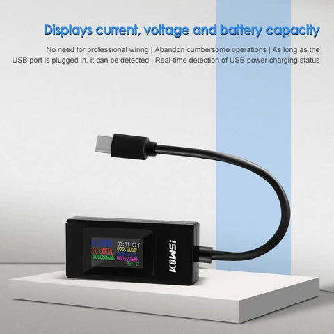 USB C Power Meter And Tester For Go-To Voltage And Current Checks 4-30V 0-6.5A Digital Multimeter With LED Display on stand