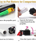 Instructions for inserting battery in Electric Submarine Bath Toy For Kids, showing propeller and battery compartment