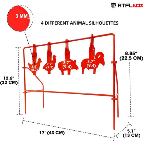 Beefy Outdoor BB Gun Target Spinner With Four Animal Silhouettes, Auto Reset Pellets Target For Airsoft And Shooting Practice, Metal Construction For.177 And.20 Caliber.