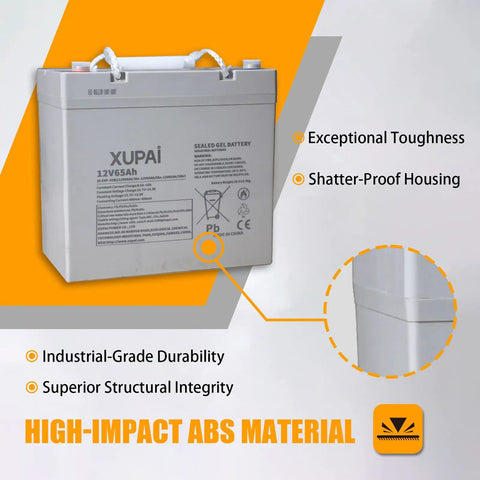 ApolloLift 12V 65Ah Lead Acid Battery For Electric Pallet Jack Truck Model A-1029, durable power source with tough design.