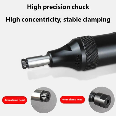 Lightweight Pneumatic Air Die Grinder With 3Mm Collet And Us Eu Adapters showing high precision chuck for stable clamping.