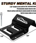 Sturdy metal kit with bracket and bolt, dimensions 5.12 x 7.87 inches, designed for 2x6 and 2x8 deck boards, black coated