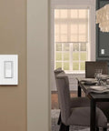 Room with a Caseta Smart Claro 3 Way Accessory Switch Pair With Diva Dimmer Or Claro Smart Switch Not For Standalone Use So You Can Do Multi Location Setups With Up To 10 Accessories White on the wall.