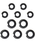Pro Grade Heavy Duty Retaining Ring Socket Clips Set For Three Eighths Inch And One Half Inch Square Drive Impact Wrenches With O Ring, Five Plus Five Sets, Replacement Socket Retainers For Electric And Pneumatic Wrenches, Durable Drive Accessory Kit laid out on white background.