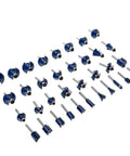 Eighty piece quarter shank tongue and groove router bit set featuring carbide edges for woodwork.