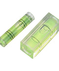2pcs for mini for spirit Level Set Horizontal Bubble Vial For Picture Hanging Wall Art Calibration, plastic green liquid, rectangular and cylinder shapes.