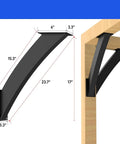 Heavy Duty 45 Degree Angle Support Brackets 6 Pack Top Shelf Steel Corner Connectors dimensions shown on black steel support.