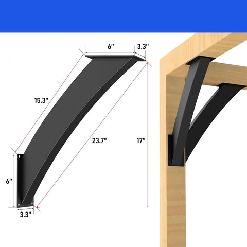 Heavy Duty Steel 45 Degree Angle Support Brackets 6 Pack Corner Braces Wood Post Joint Reinforcement Gazebo Deck Frame with dimensions