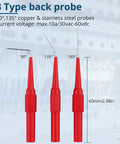 Back Probe Kit 35 Piece Automotive Test Leads Set With Storage Box showing three red probes at angles 90°, 135°, 180°