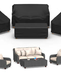 4 Piece Patio Furniture Cover Set Waterproof Outdoor Sofa 2 Chair Covers And Coffee Table Cover With Windproof Buckle Straps