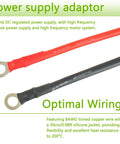 Close-up of 8AWG 30cm silicone jacket cables with O ring terminals from 50 Amp Battery Quick Disconnect Connector Plug Kit With 8 AWG 30 Cm Cable O Ring Terminal Bracket And Protective Cover For Car Winch Trailer Batteries Motors And Tractors Pack Of 2.