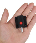 8 Pcs Spring Loaded Cabinet Push Latches With Surface Mounted Design And ABS Zinc Alloy Material Easy Install For Furniture Drawers Doors And Chests Includes Screws shown in a hand for size reference.