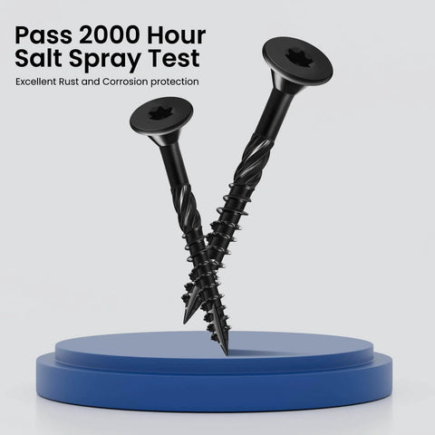 Heavy Duty Outdoor Deck Screws 14 By 2 And A Half Inch, 44 Pack, Black Epoxy Coated Rust Resistant Wood Screws Displayed