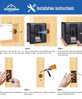 Installation guide for Oil Rubbed Brass Privacy Sliding Door Lock with Pull, reversible for left or right-handed doors.