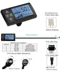Backlit LCD Display For Electric Bikes 36V 48V Control Panel Digital Meter Easy Readout For E Bike Scooter Upgrades And Mods SW861 High Visibility Screen with connectors shown