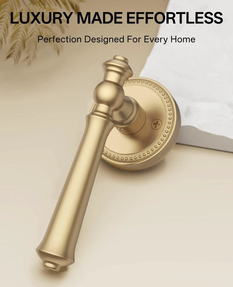 Champagne Bronze Dummy Interior Door Handles, 2 Pack, Non Functional Faux Handles For Interior Doors, Easy Installation, Durable Finish, Ideal For Closets, Pantries, And Home DIY Projects on round rosette
